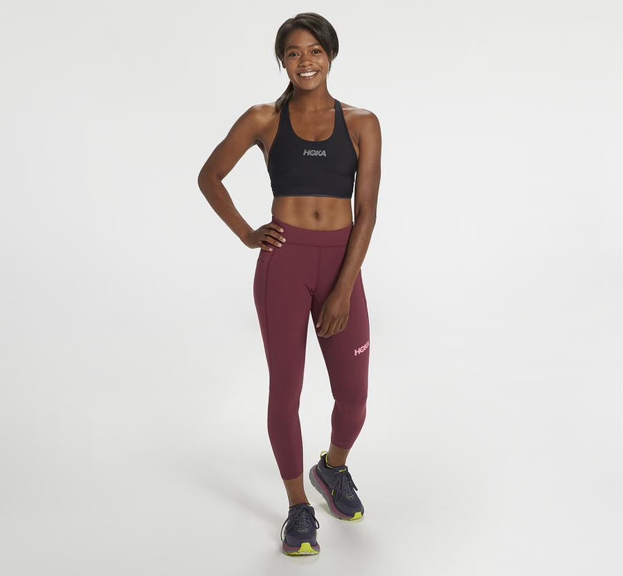 Pants Womens - Hoka One One Performance Crop Tight - Brown - FZEDSKI-43